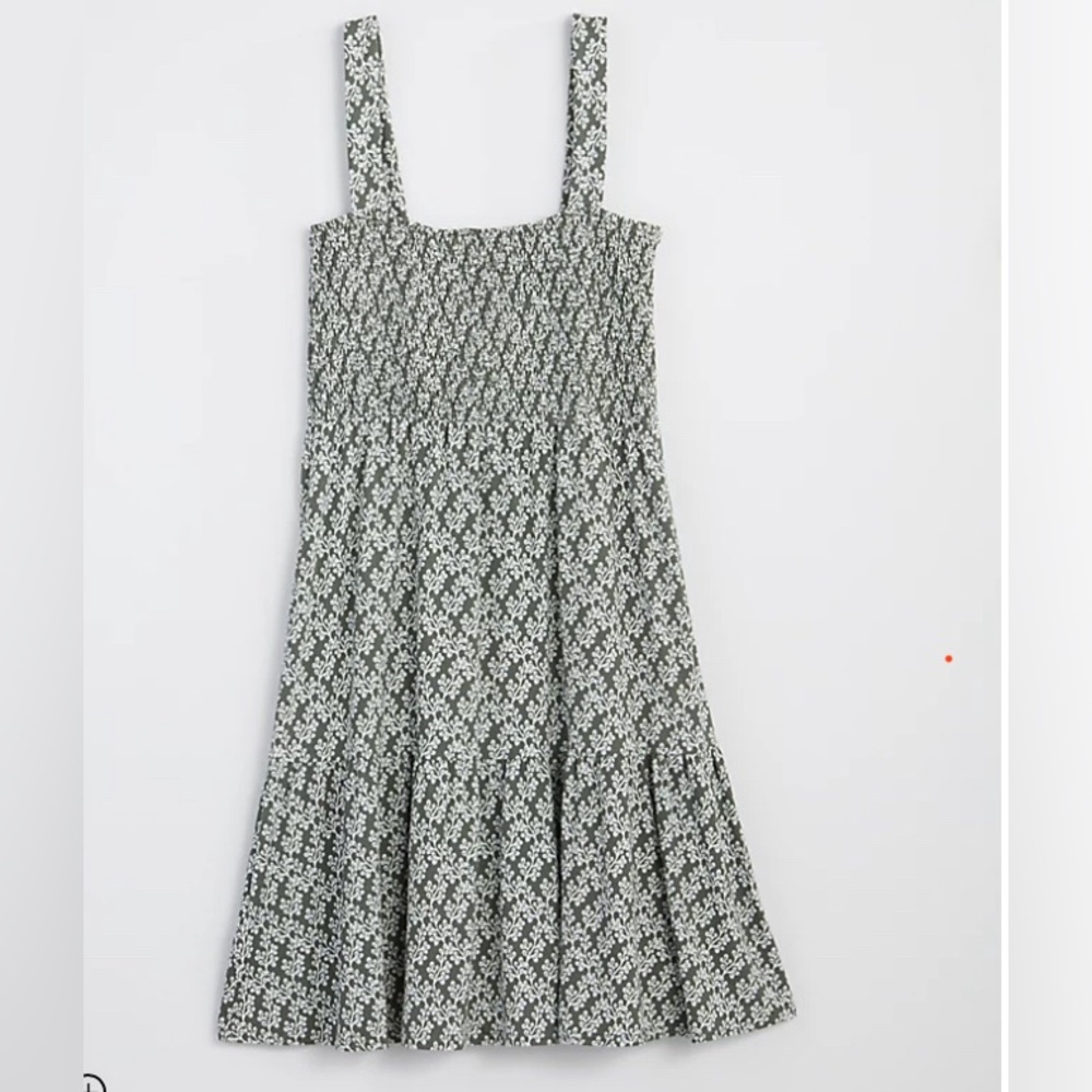 LOFT Floral Smocked Tiered Flare Dress